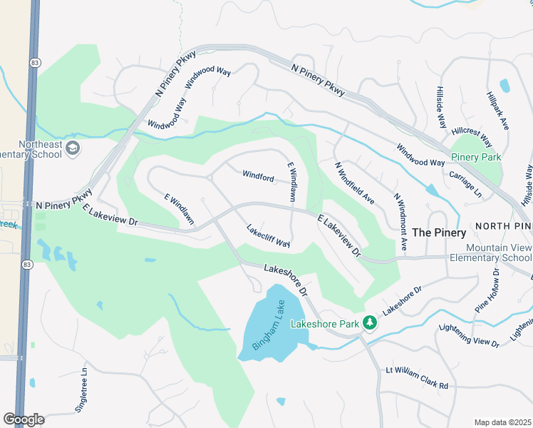 map of restaurants, bars, coffee shops, grocery stores, and more near 6442 Lakewind Circle in Parker