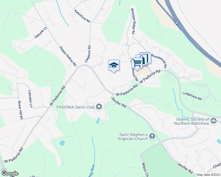 map of restaurants, bars, coffee shops, grocery stores, and more near 12116 Cullane Court in Lutherville-Timonium