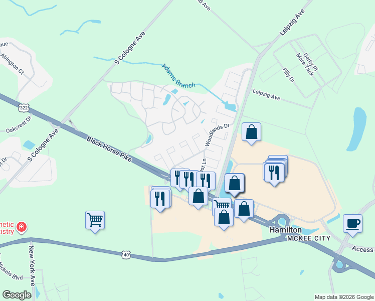 map of restaurants, bars, coffee shops, grocery stores, and more near 2717A Evergreen Court in Hamilton