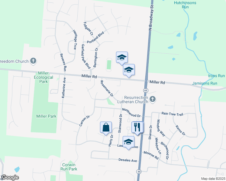 map of restaurants, bars, coffee shops, grocery stores, and more near 206 Rosemarie Drive in Lebanon