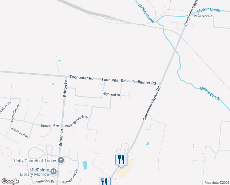 map of restaurants, bars, coffee shops, grocery stores, and more near 60 Highland Drive in Monroe