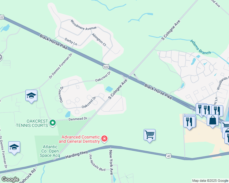 map of restaurants, bars, coffee shops, grocery stores, and more near 1953-1971 South Cologne Avenue in Hamilton Township