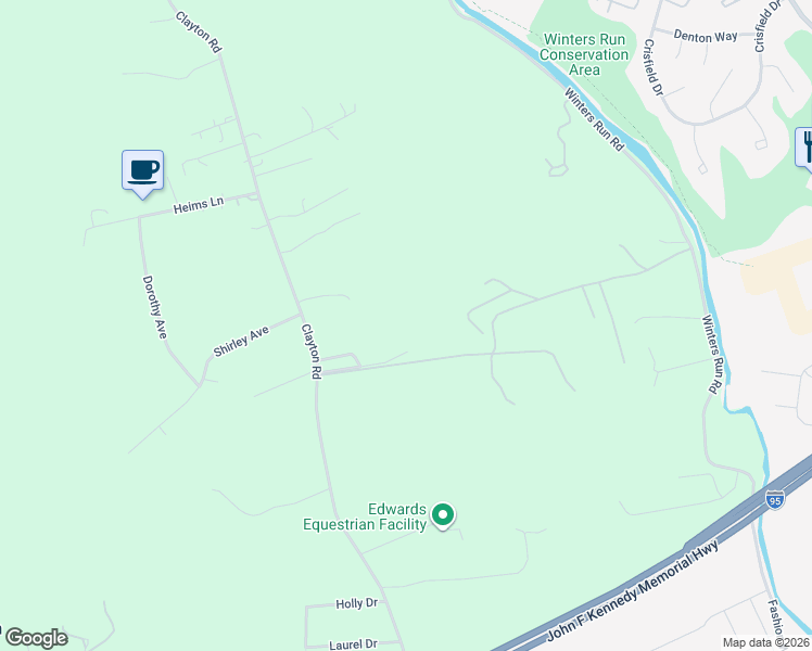 map of restaurants, bars, coffee shops, grocery stores, and more near 3515 Clayton Road in Harford County