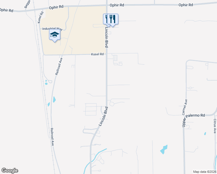 map of restaurants, bars, coffee shops, grocery stores, and more near 6326 Lincoln Boulevard in Oroville