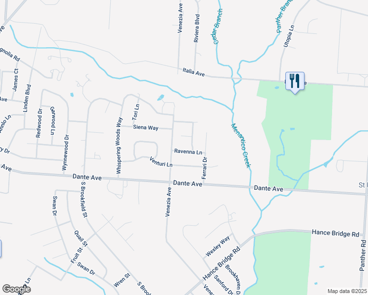 map of restaurants, bars, coffee shops, grocery stores, and more near 3538 Ravenna Lane in Vineland