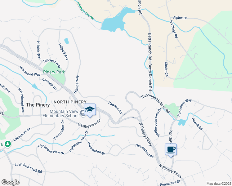 map of restaurants, bars, coffee shops, grocery stores, and more near 8726 Cherokee Court in Parker