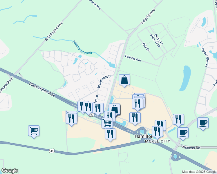 map of restaurants, bars, coffee shops, grocery stores, and more near 2625 Nutmeg Court in Hamilton