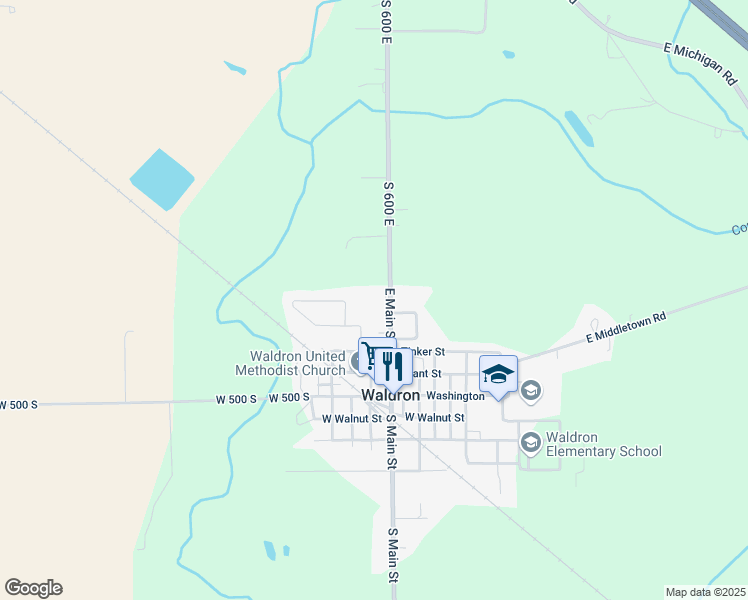map of restaurants, bars, coffee shops, grocery stores, and more near 108 Eden Way in Waldron
