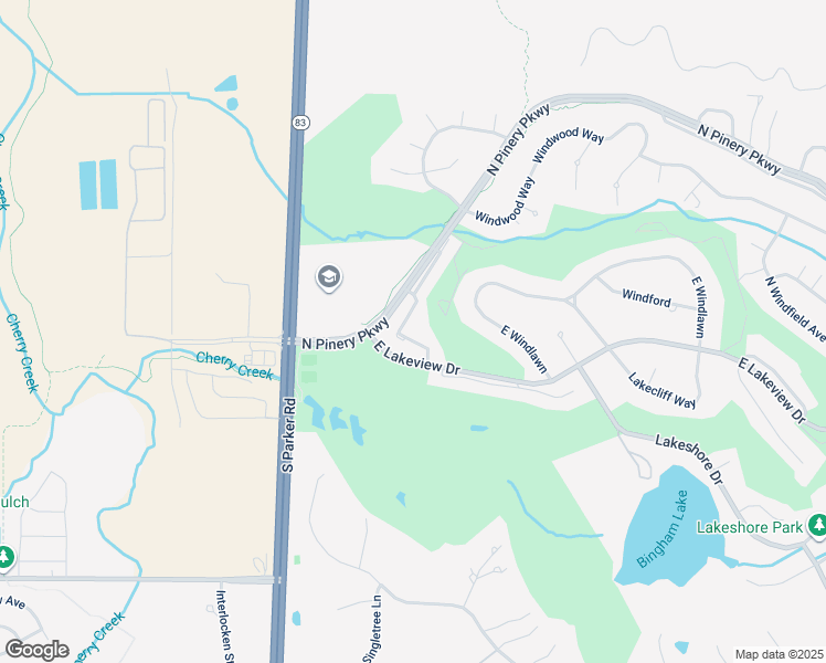 map of restaurants, bars, coffee shops, grocery stores, and more near 6560 Pinewood Drive in Parker