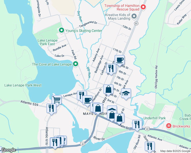 map of restaurants, bars, coffee shops, grocery stores, and more near 526 Bainbridge Avenue in Hamilton