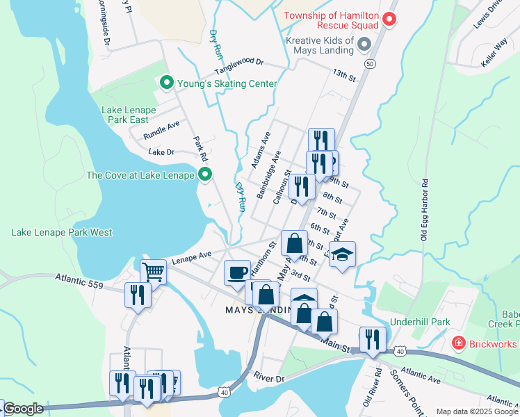 map of restaurants, bars, coffee shops, grocery stores, and more near 526 Bainbridge Avenue in Hamilton