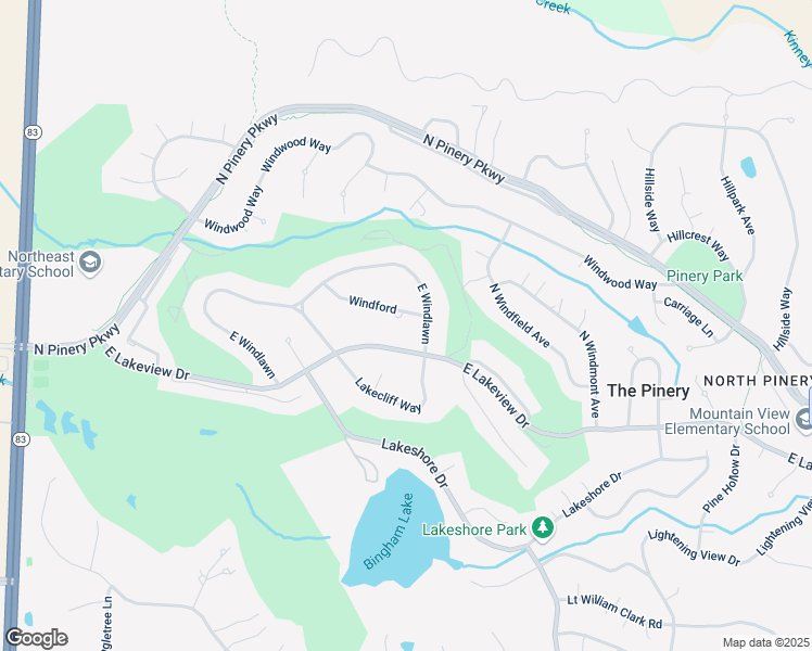 map of restaurants, bars, coffee shops, grocery stores, and more near 7654 Windford in Parker