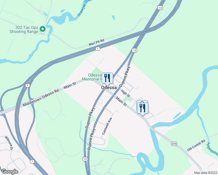 map of restaurants, bars, coffee shops, grocery stores, and more near in Odessa