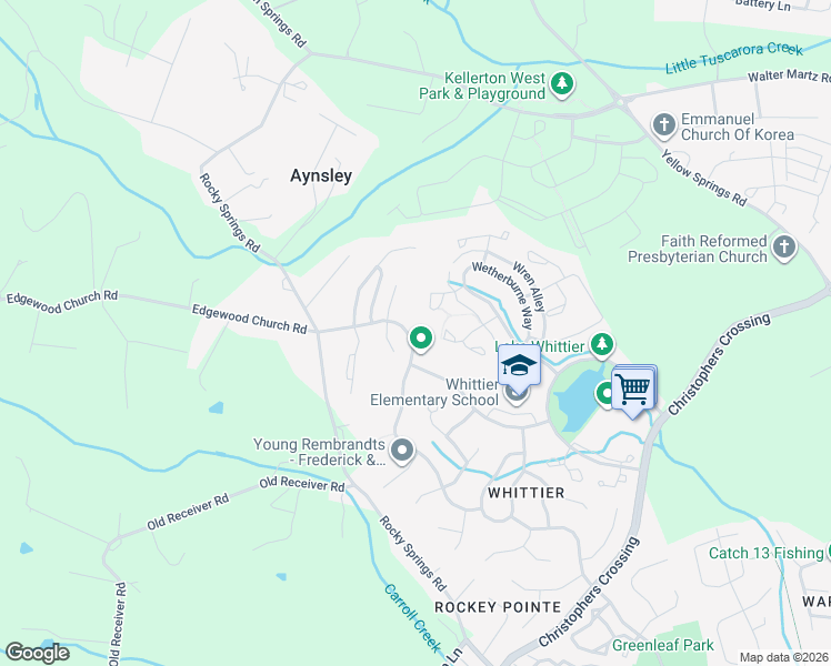 map of restaurants, bars, coffee shops, grocery stores, and more near 2254 West Greenleaf Drive in Frederick