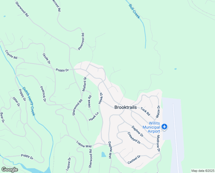 map of restaurants, bars, coffee shops, grocery stores, and more near 1617 Alcott Lane in Willits