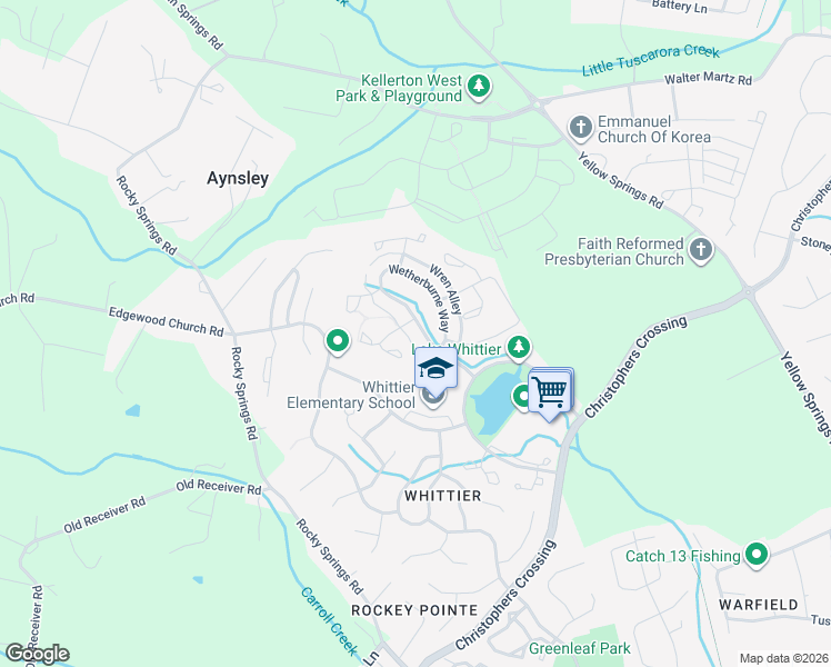 map of restaurants, bars, coffee shops, grocery stores, and more near 2219 Wetherburne Way in Frederick