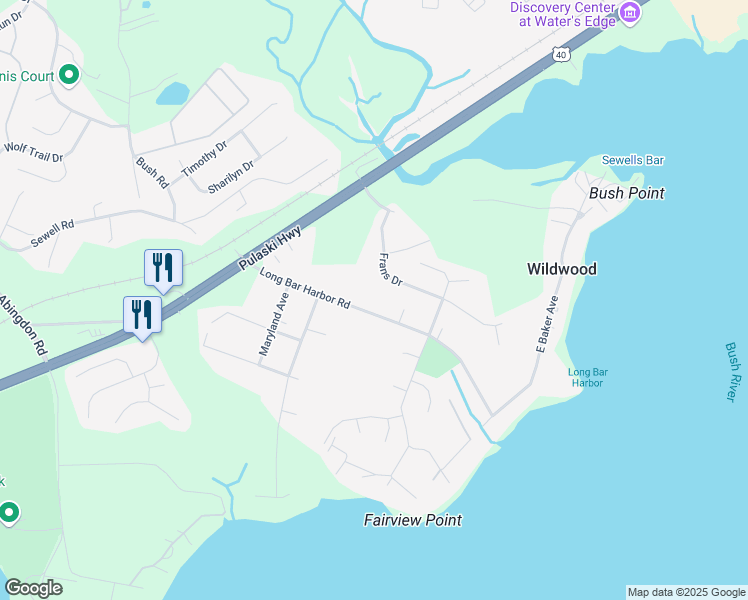 map of restaurants, bars, coffee shops, grocery stores, and more near 803 Long Bar Harbor Road in Abingdon