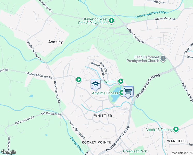 map of restaurants, bars, coffee shops, grocery stores, and more near 2221 Wetherburne Way in Frederick