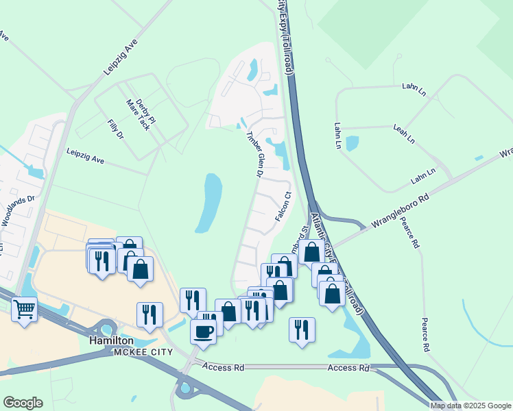 map of restaurants, bars, coffee shops, grocery stores, and more near 2601 Flagstaff Court in Hamilton