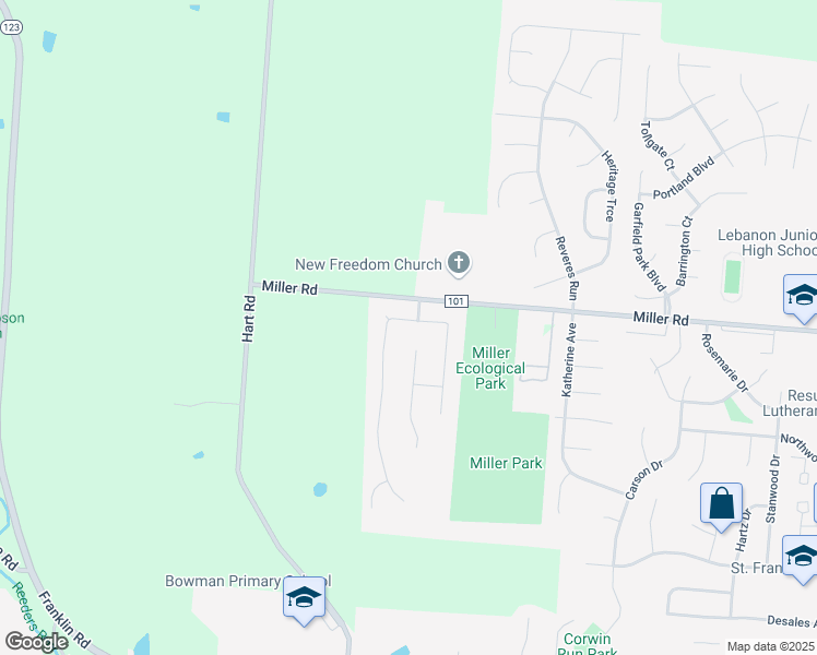 map of restaurants, bars, coffee shops, grocery stores, and more near 998 Grandstone Court in Lebanon