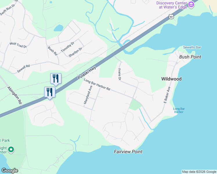 map of restaurants, bars, coffee shops, grocery stores, and more near 809 Long Bar Harbor Road in Abingdon