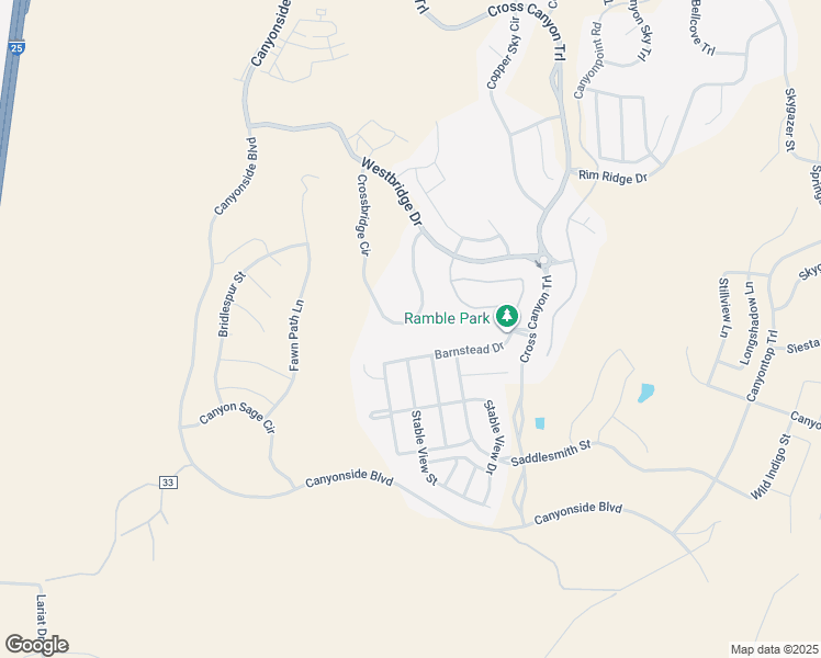 map of restaurants, bars, coffee shops, grocery stores, and more near 6647 Crossbridge Circle in Castle Pines