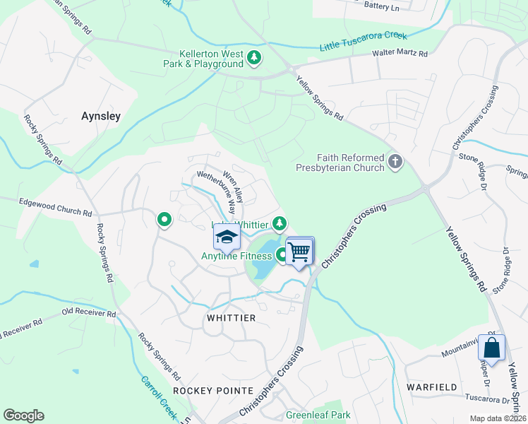map of restaurants, bars, coffee shops, grocery stores, and more near 2435 Lakeside Drive in Frederick