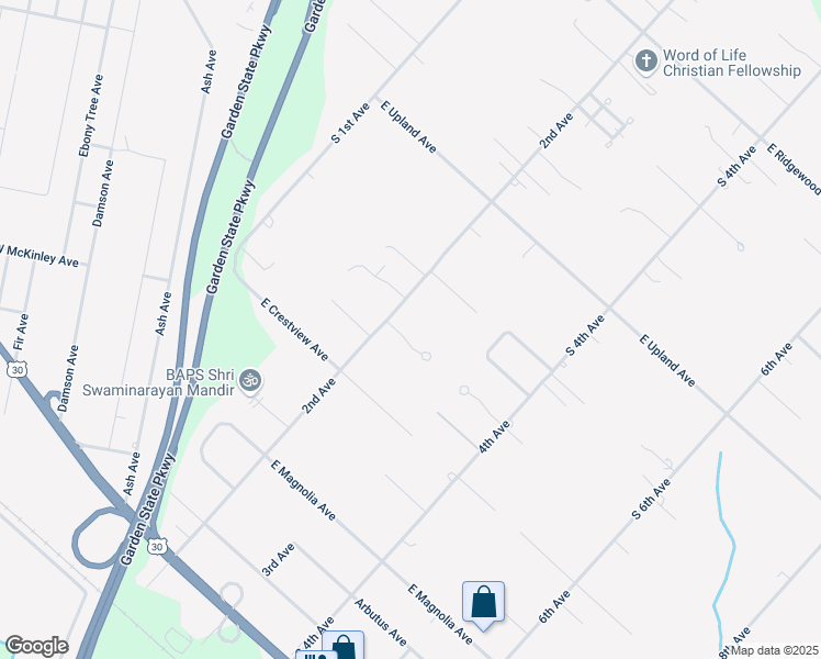 map of restaurants, bars, coffee shops, grocery stores, and more near 203 Shady Knoll Lane in Galloway