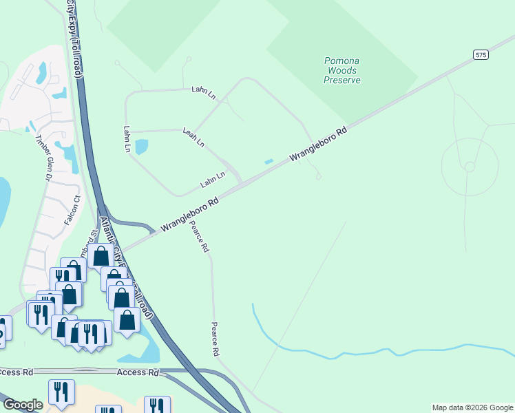 map of restaurants, bars, coffee shops, grocery stores, and more near 2630 Wrangleboro Road in Hamilton