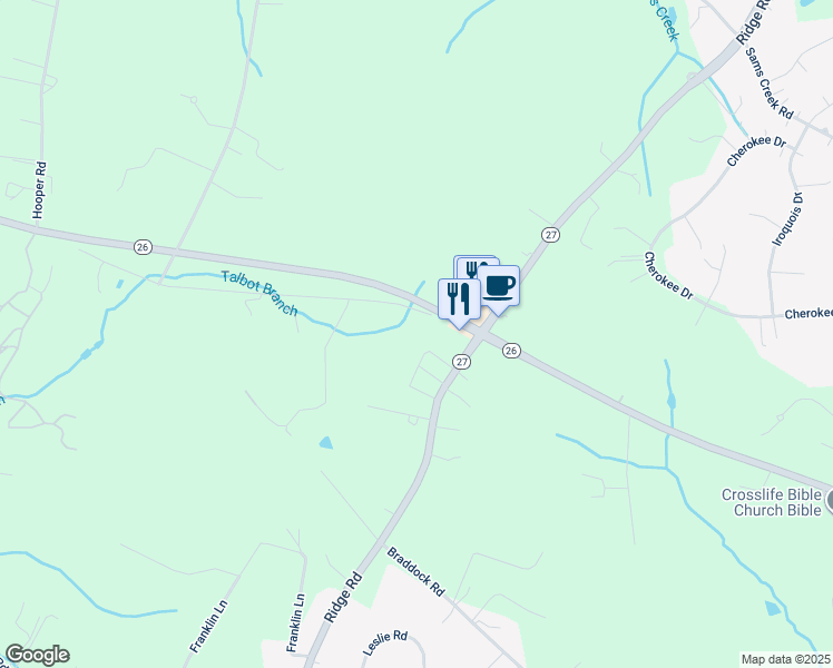 map of restaurants, bars, coffee shops, grocery stores, and more near 2613 Liberty Road in New Windsor