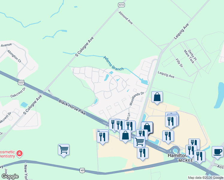 map of restaurants, bars, coffee shops, grocery stores, and more near 3401 Montgomery Drive in Hamilton