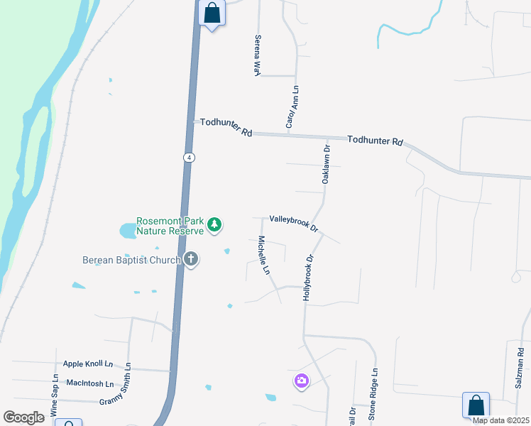 map of restaurants, bars, coffee shops, grocery stores, and more near 5946 Valleybrook Drive in Middletown