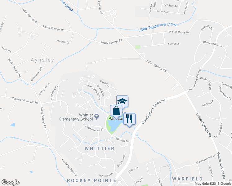 map of restaurants, bars, coffee shops, grocery stores, and more near 2469 Lakeside Drive in Frederick