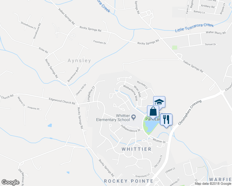 map of restaurants, bars, coffee shops, grocery stores, and more near 2413 Prentice Court in Frederick
