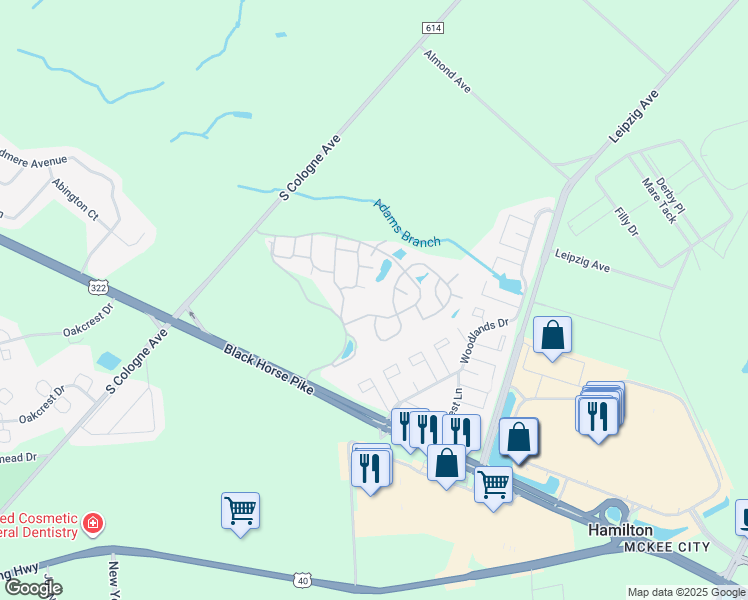 map of restaurants, bars, coffee shops, grocery stores, and more near 3401 Montgomery Drive in Hamilton