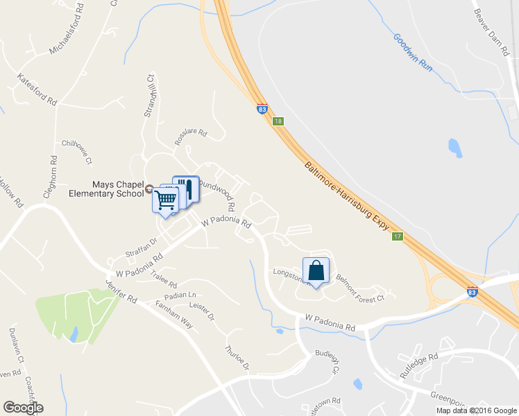 map of restaurants, bars, coffee shops, grocery stores, and more near 411 Rockfleet Road in Lutherville-Timonium