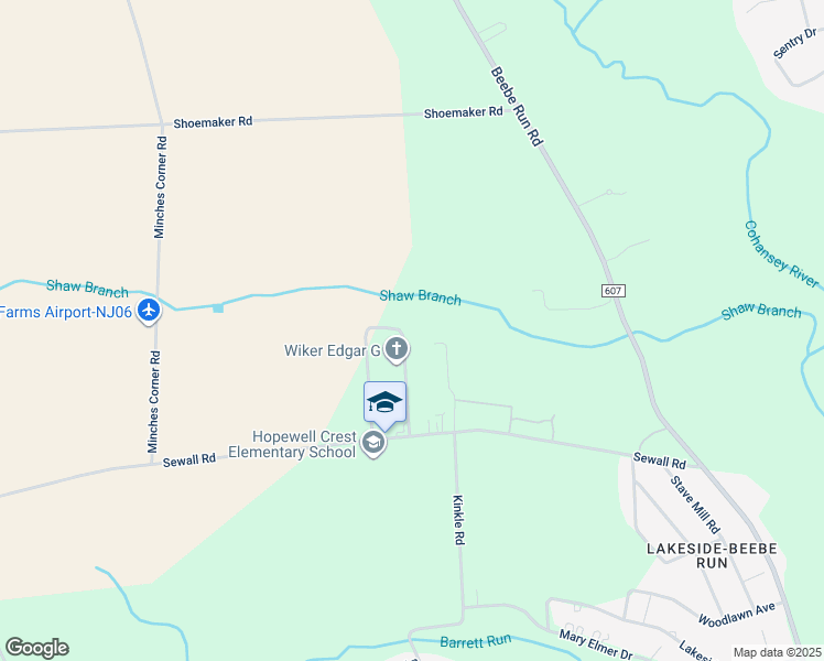 map of restaurants, bars, coffee shops, grocery stores, and more near 18 School House Lane in Bridgeton