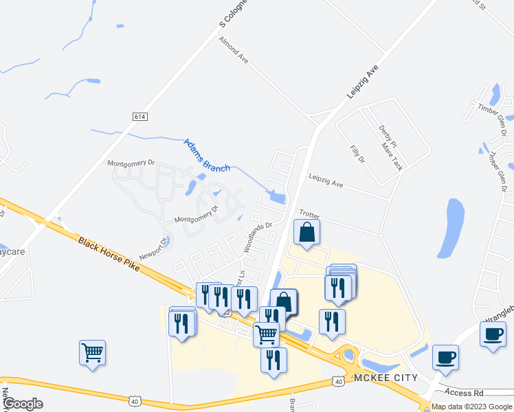 map of restaurants, bars, coffee shops, grocery stores, and more near 3021 Ivy Bush Court in Hamilton Township