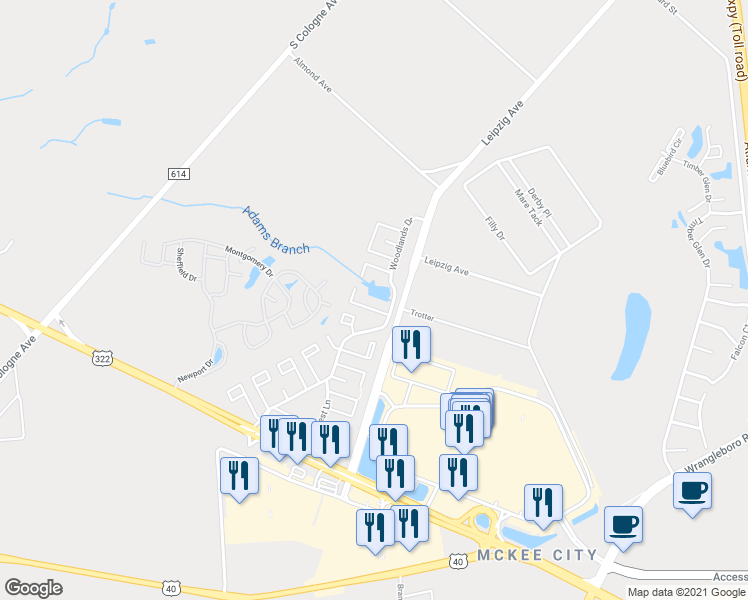 map of restaurants, bars, coffee shops, grocery stores, and more near 3049 Ivy Bush Court in Hamilton