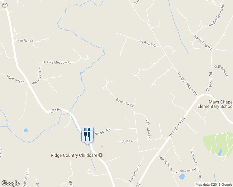 map of restaurants, bars, coffee shops, grocery stores, and more near 12117 Boxer Hill Road in Cockeysville