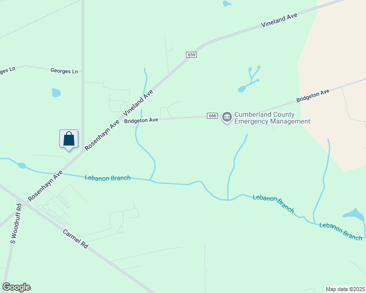 map of restaurants, bars, coffee shops, grocery stores, and more near 601 Bridgeton Avenue in Bridgeton