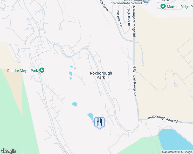 map of restaurants, bars, coffee shops, grocery stores, and more near 6666 Big Horn Trail in Littleton