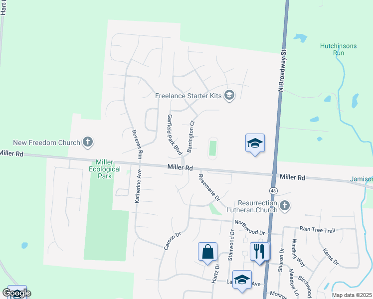 map of restaurants, bars, coffee shops, grocery stores, and more near 1506 Barrington Court in Lebanon