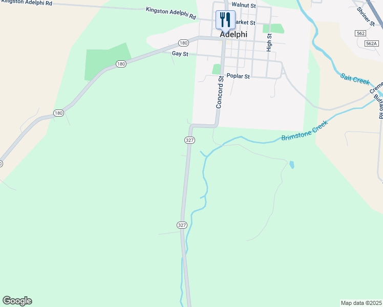 map of restaurants, bars, coffee shops, grocery stores, and more near 18664 Ohio 327 in Laurelville