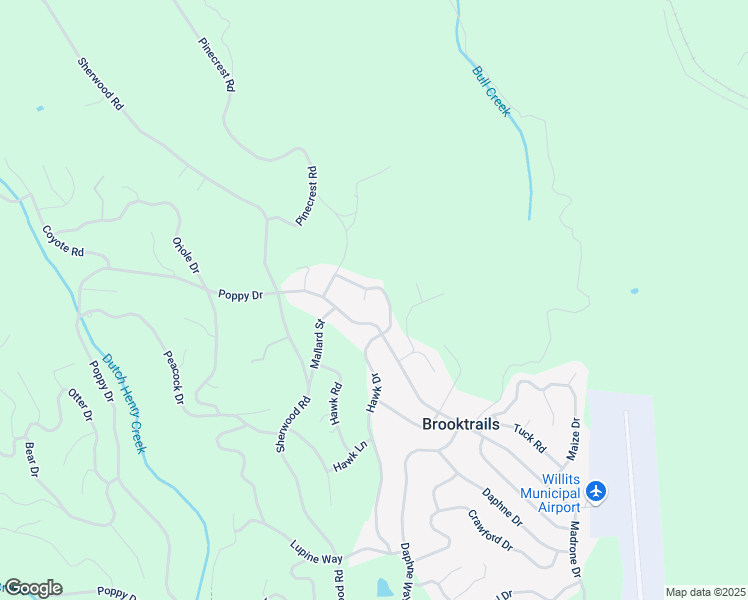 map of restaurants, bars, coffee shops, grocery stores, and more near 27009 Hawk Court in Willits