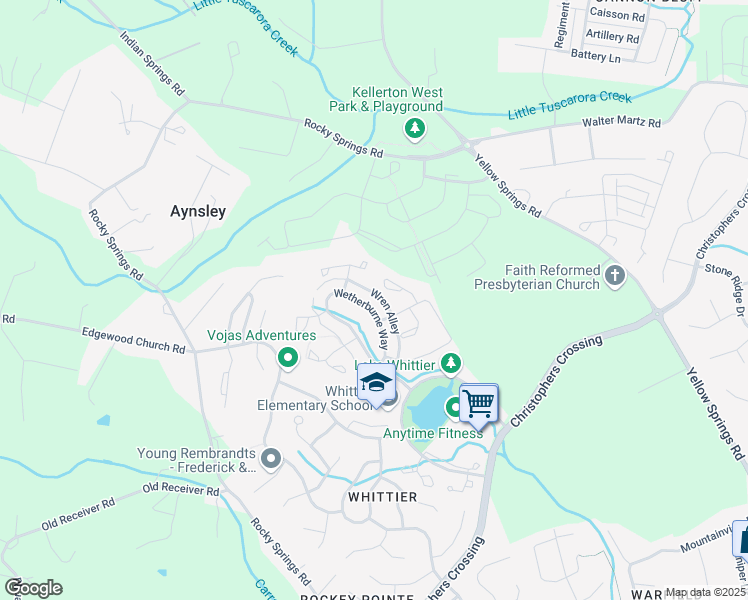 map of restaurants, bars, coffee shops, grocery stores, and more near 2246 Wetherburne Way in Frederick