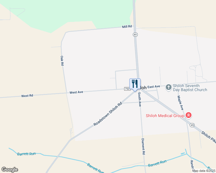 map of restaurants, bars, coffee shops, grocery stores, and more near 117 West Avenue in Shiloh