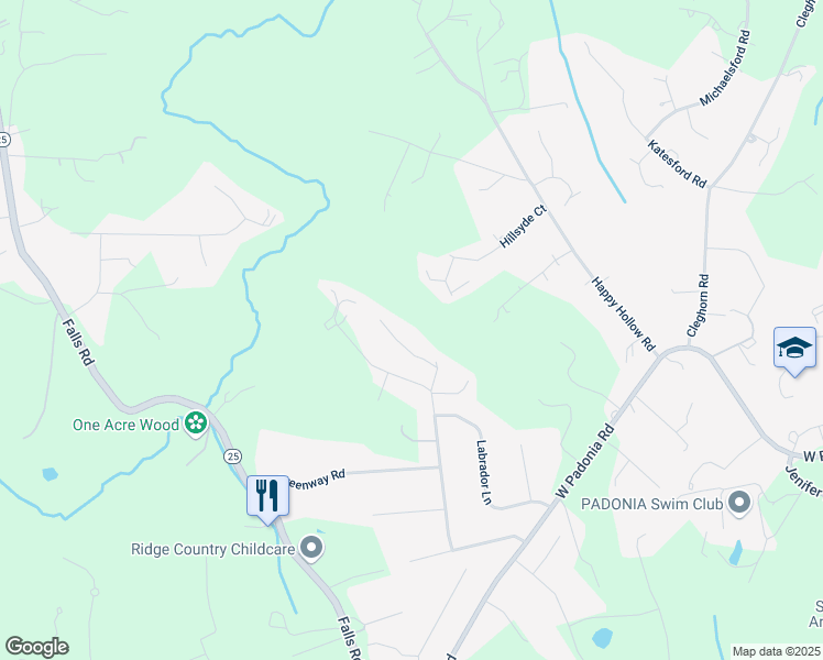 map of restaurants, bars, coffee shops, grocery stores, and more near 1005 Painters Lane in Cockeysville