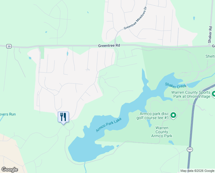 map of restaurants, bars, coffee shops, grocery stores, and more near 4438 Fairway Lane in Lebanon