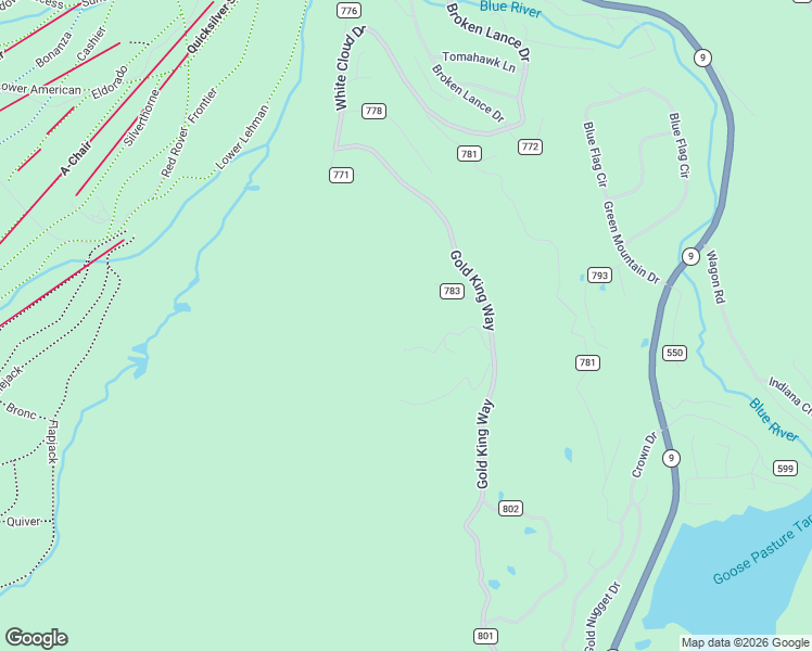 map of restaurants, bars, coffee shops, grocery stores, and more near 440 Gold King Way in Breckenridge